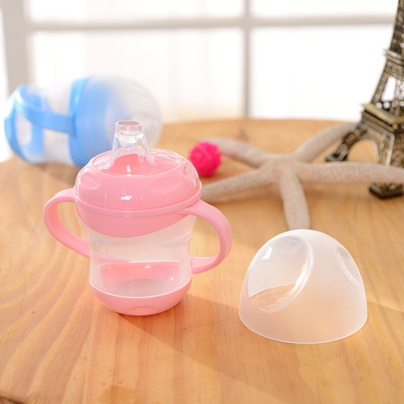 ELECTROPRIME Baby Learn Drinking Bottle Silicone 160ml  Infant Water Milk Juice Min Cup Children Sippy Training Cups With Two Handles(Blue)