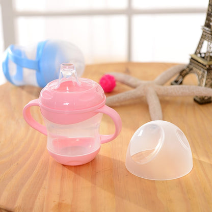 ELECTROPRIME Baby Learn Drinking Bottle Silicone 160ml  Infant Water Milk Juice Min Cup Children Sippy Training Cups With Two Handles(Blue)