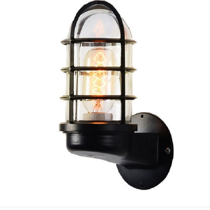 ELECTROPRIME Retro Industrial Cage Wall Lamp Attic Interior Lighting Iron Copper Wall Lamp without Bulb(Black)