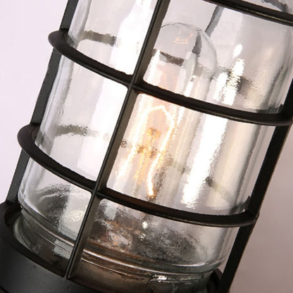 ELECTROPRIME Retro Industrial Cage Wall Lamp Attic Interior Lighting Iron Copper Wall Lamp without Bulb(Black)