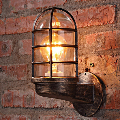 ELECTROPRIME Retro Industrial Cage Wall Lamp Attic Interior Lighting Iron Copper Wall Lamp without Bulb(Black)