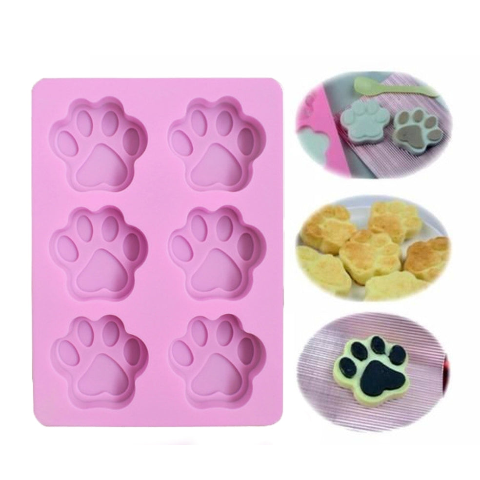 ELECTROPRIME 3 PCS Paw Soap Ice Cream Chocolate Cake Silicone Mold(Pink)