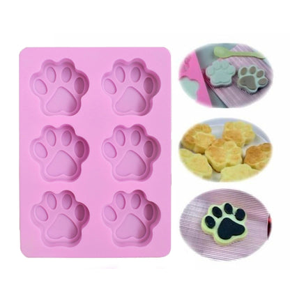 ELECTROPRIME 3 PCS Paw Soap Ice Cream Chocolate Cake Silicone Mold(Pink)