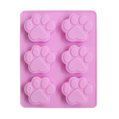 ELECTROPRIME 3 PCS Paw Soap Ice Cream Chocolate Cake Silicone Mold(Pink)