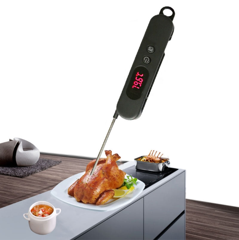 ELECTROPRIME Folding Digital Meat Thermometer Probe Wireless Instant Read Kitchen Cooking Food Long Stainless Steel Probe BBQ Thermometer