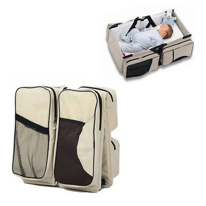 ELECTROPRIME Newborn Baby Portable Travel Foldable Bed Mummy Pack Bag(Grey Coffee)