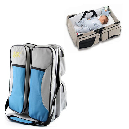 ELECTROPRIME Newborn Baby Portable Travel Foldable Bed Mummy Pack Bag(Gey Blue)