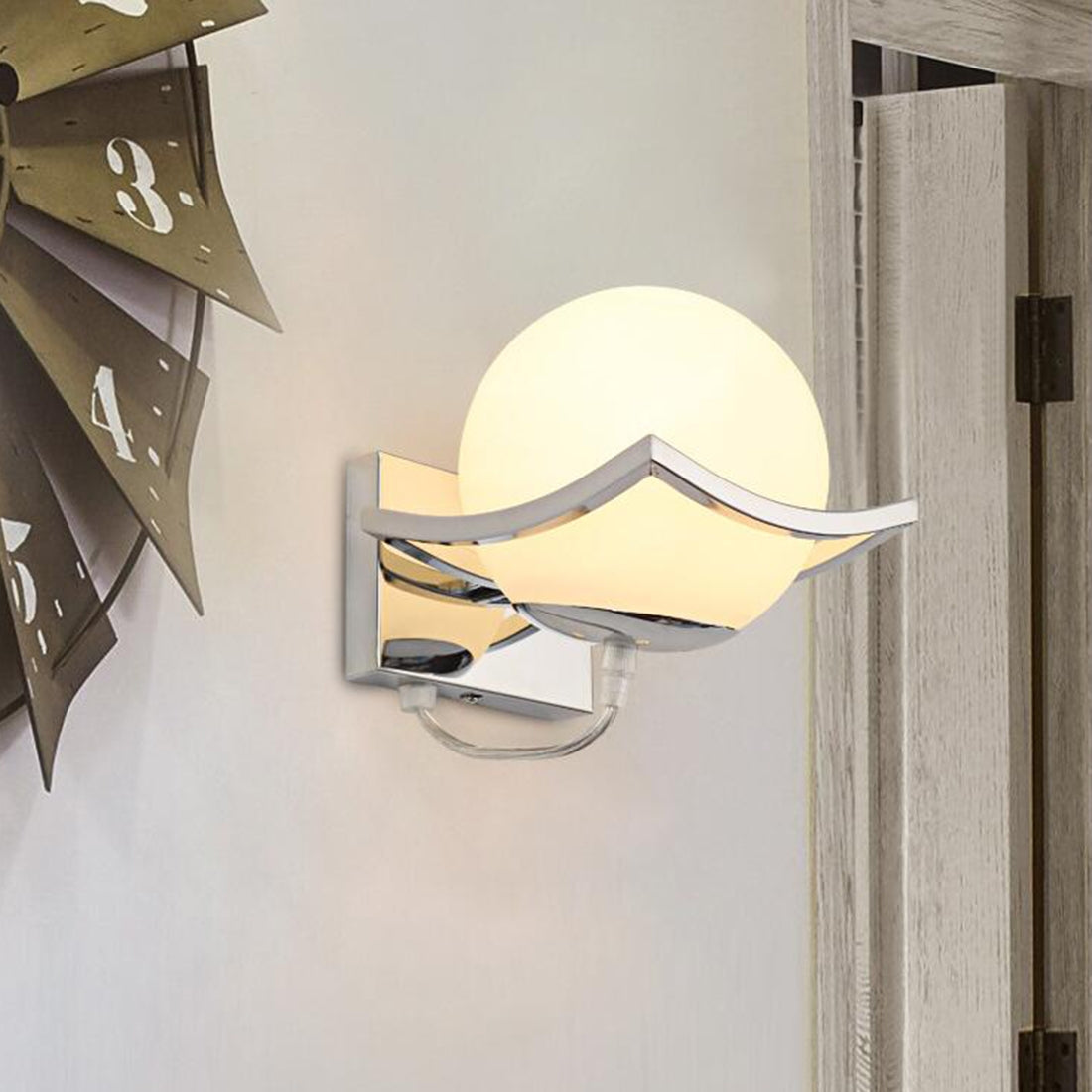 ELECTROPRIME Glass Ball Wall Lamp Study Balcony Bedroom Bedside Aisle Lights
