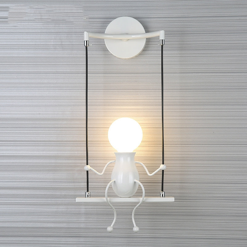 ELECTROPRIME E27 LED Personality Creative Retro Wrought Iron Villain Wall Lamp without Bulb(White)