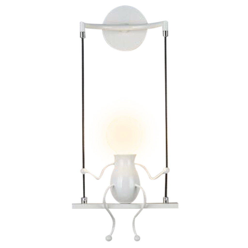 ELECTROPRIME E27 LED Personality Creative Retro Wrought Iron Villain Wall Lamp without Bulb(White)