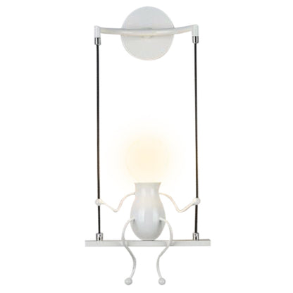 ELECTROPRIME E27 LED Personality Creative Retro Wrought Iron Villain Wall Lamp without Bulb(White)