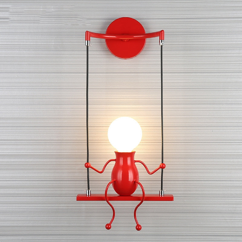 ELECTROPRIME E27 LED Personality Creative Retro Wrought Iron Villain Wall Lamp without Bulb(Red)