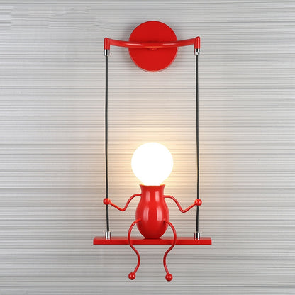 ELECTROPRIME E27 LED Personality Creative Retro Wrought Iron Villain Wall Lamp without Bulb(Red)