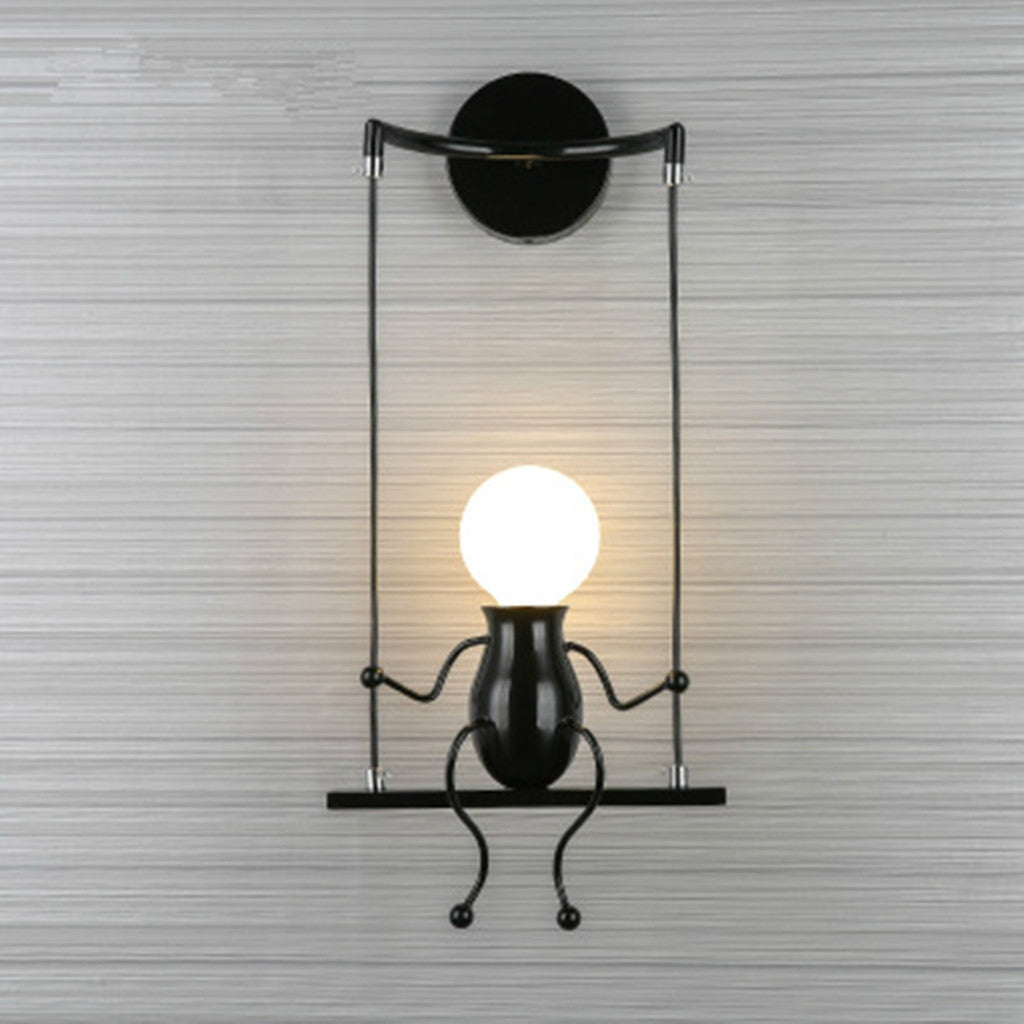 ELECTROPRIME E27 LED Personality Creative Retro Wrought Iron Villain Wall Lamp without Bulb(Black)