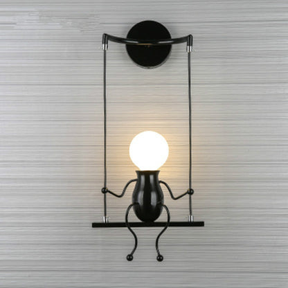 ELECTROPRIME E27 LED Personality Creative Retro Wrought Iron Villain Wall Lamp without Bulb(Black)