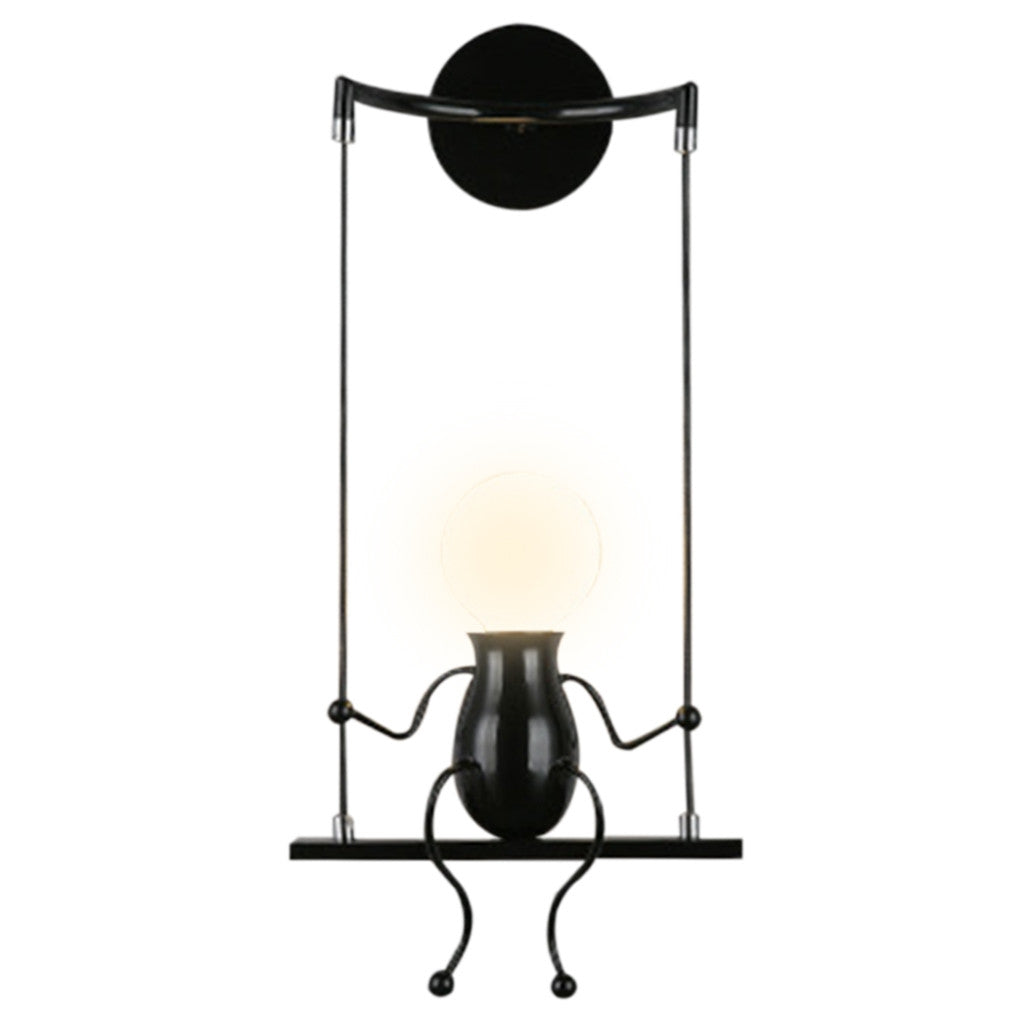 ELECTROPRIME E27 LED Personality Creative Retro Wrought Iron Villain Wall Lamp without Bulb(Black)