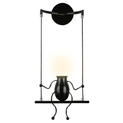 ELECTROPRIME E27 LED Personality Creative Retro Wrought Iron Villain Wall Lamp without Bulb(Black)