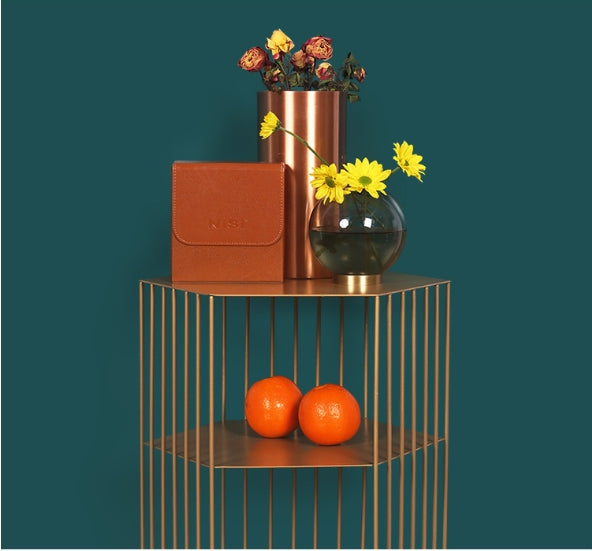 ELECTROPRIME Fashion Simple Modern Coffee Tables The Creative Living Room Table Flower stand(Large Golden Brown)