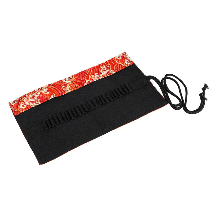ELECTROPRIME Golden Red Sea Wave Printing Roller Pencil Case Large Capacity Pencilcase Canvas Big Pen Bag(48 Holes)