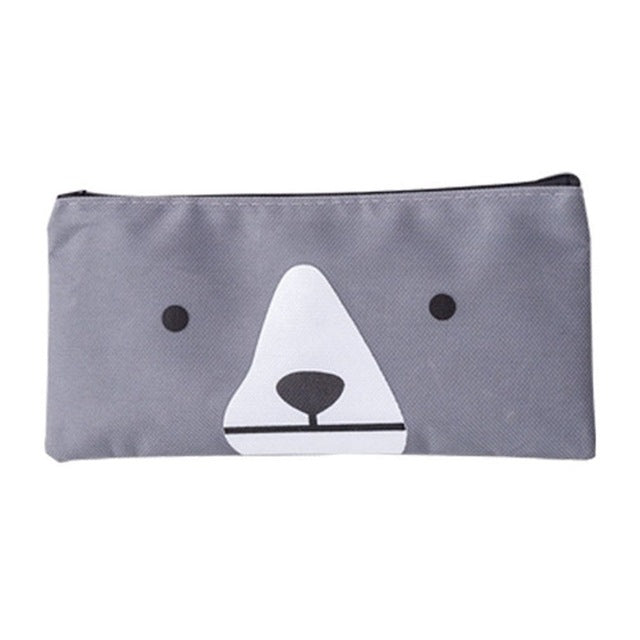 ELECTROPRIME 2 PCS Cartoon Dog Simple Big Capacity Pencil Bag Office School Student Supplie Stationery(Dark  Blue)