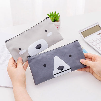 ELECTROPRIME 2 PCS Cartoon Dog Simple Big Capacity Pencil Bag Office School Student Supplie Stationery(Dark  Blue)