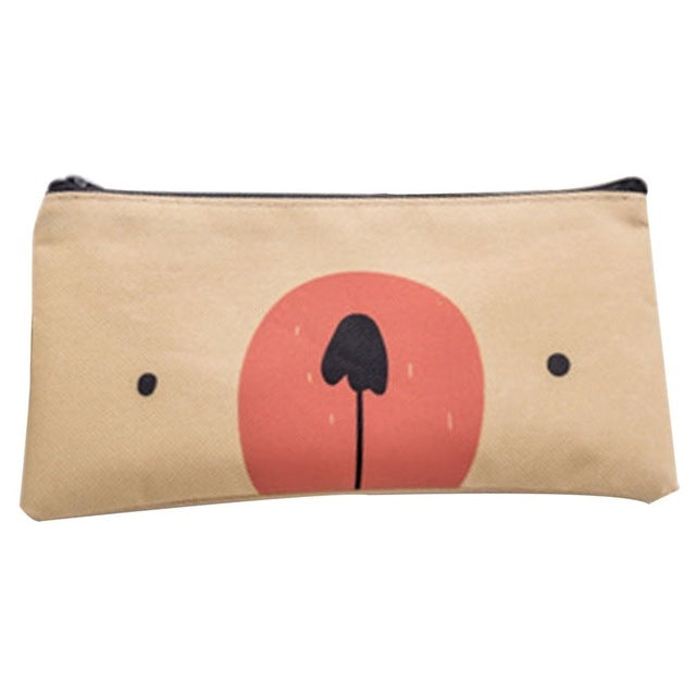 ELECTROPRIME 2 PCS Cartoon Dog Simple Big Capacity Pencil Bag Office School Student Supplie Stationery(Light Yellow)