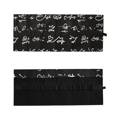 ELECTROPRIME Calligraphy Cute Canvas Roll School Pencil Case Pencilcase Student Pen Bag Stationery Pouch Supplies(12 Holes)