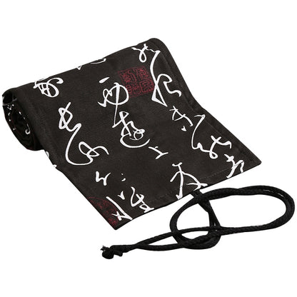 ELECTROPRIME Calligraphy Cute Canvas Roll School Pencil Case Pencilcase Student Pen Bag Stationery Pouch Supplies(36 Holes)