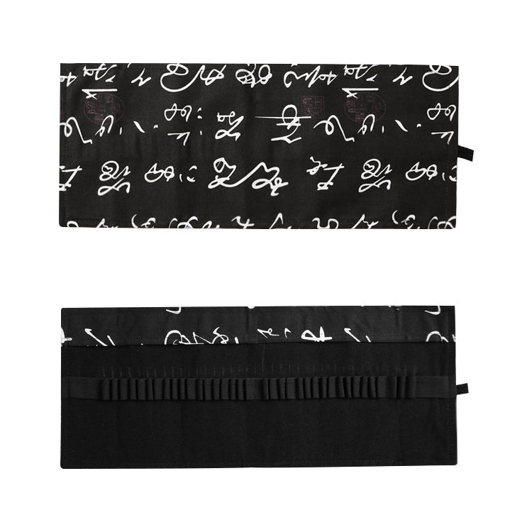 ELECTROPRIME Calligraphy Cute Canvas Roll School Pencil Case Pencilcase Student Pen Bag Stationery Pouch Supplies(36 Holes)
