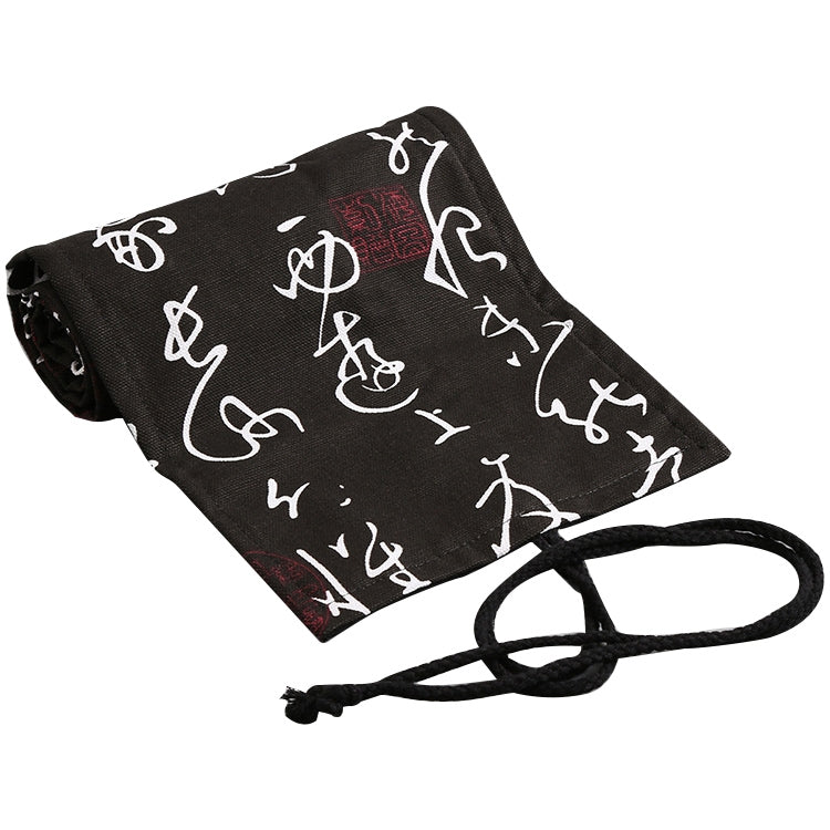 ELECTROPRIME Calligraphy Cute Canvas Roll School Pencil Case Pencilcase Student Pen Bag Stationery Pouch Supplies(48 Holes)