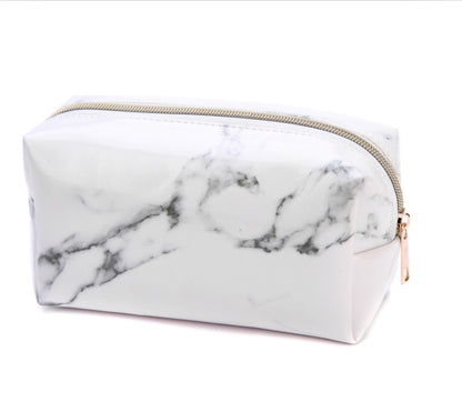 ELECTROPRIME Cute Marble Pattern Pencil Cases Big Capacity PU Leather Cosmetic Bag Pencil Bag School Office Supplies(White)
