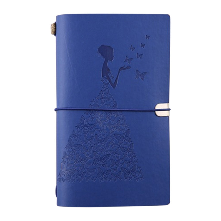 ELECTROPRIME BSD020  Pretty Butterfly Lady Vintage Travelers Notebook Diary Notepad PU Leather Literature Journal Planners School Stationery(Blue-metal button)