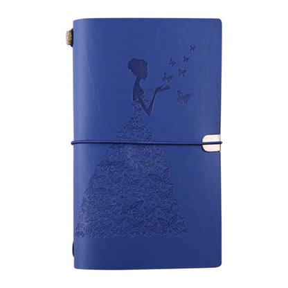 ELECTROPRIME BSD020  Pretty Butterfly Lady Vintage Travelers Notebook Diary Notepad PU Leather Literature Journal Planners School Stationery(Blue-metal button)