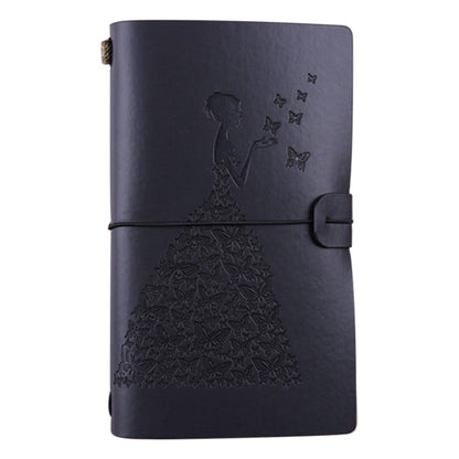 ELECTROPRIME BSD020  Pretty Butterfly Lady Vintage Travelers Notebook Diary Notepad PU Leather Literature Journal Planners School Stationery(Black)