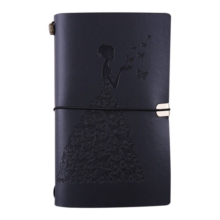 ELECTROPRIME BSD020  Pretty Butterfly Lady Vintage Travelers Notebook Diary Notepad PU Leather Literature Journal Planners School Stationery(Black-metal button)