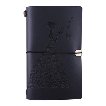 ELECTROPRIME BSD020  Pretty Butterfly Lady Vintage Travelers Notebook Diary Notepad PU Leather Literature Journal Planners School Stationery(Black-metal button)