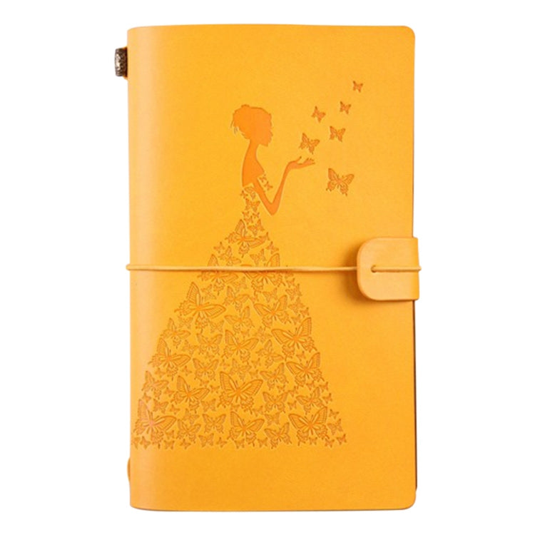 ELECTROPRIME BSD020  Pretty Butterfly Lady Vintage Travelers Notebook Diary Notepad PU Leather Literature Journal Planners School Stationery(Yellow)