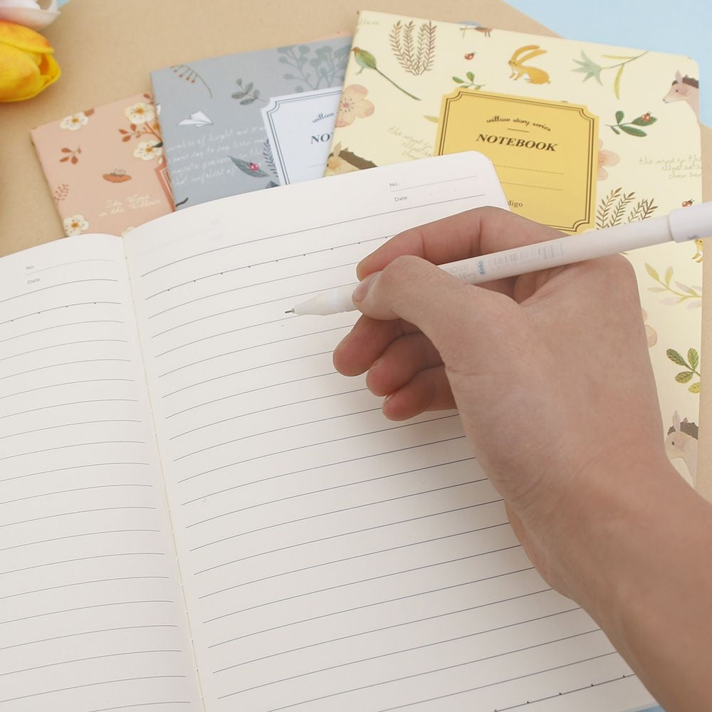 ELECTROPRIME 4 PCS G12G108 Kawaii Cute Nature Flowers Birds Animal Notebook Painting Diary Book Journal Record Office School Supplies, Random Color Delivery