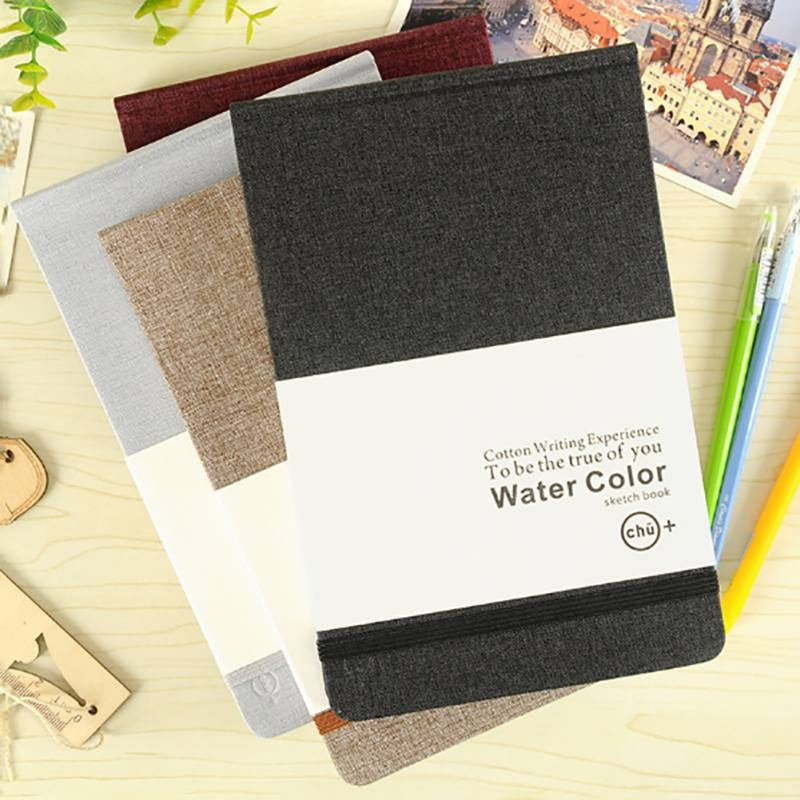ELECTROPRIME A5 Cotton Cloth Watercolor Blank Notepad Child Painting Sketch Doodle Notebook, Size:A5(Dark Red)
