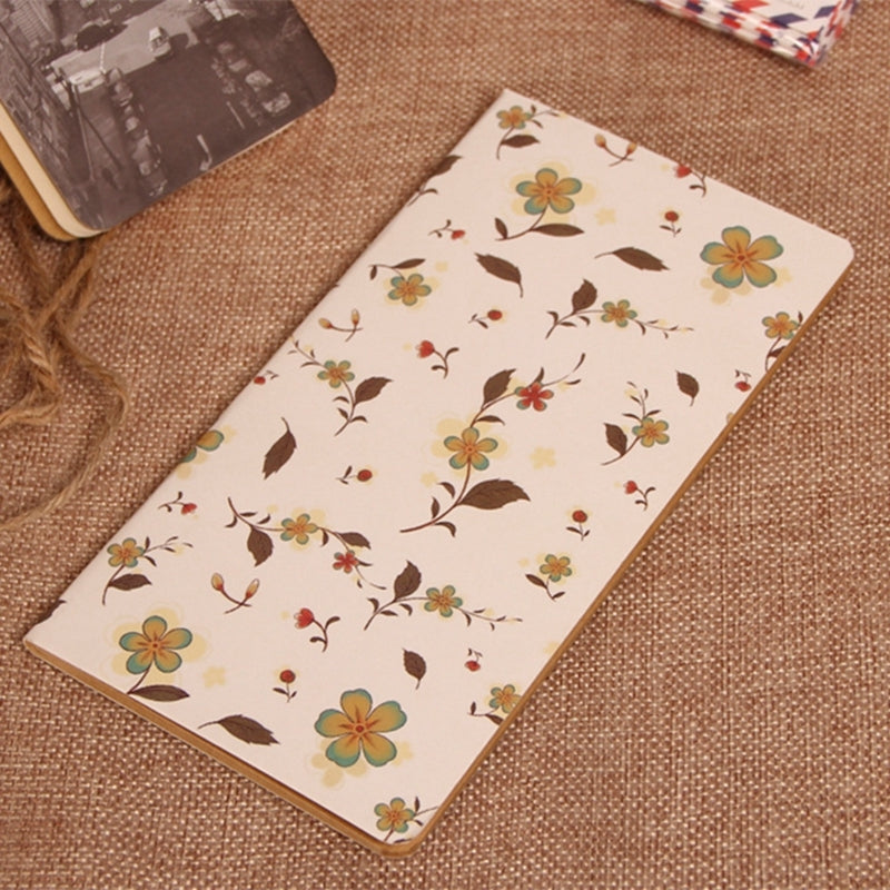 ELECTROPRIME 2 PCS BKBJB11099 Notepad Retro Car Line Kraft Paper Flower Pattern Notebook Diary School Supplies,Random Color Delivery