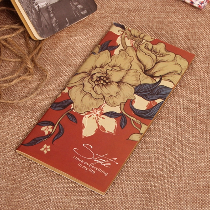 ELECTROPRIME 2 PCS BKBJB11099 Notepad Retro Car Line Kraft Paper Flower Pattern Notebook Diary School Supplies,Random Color Delivery