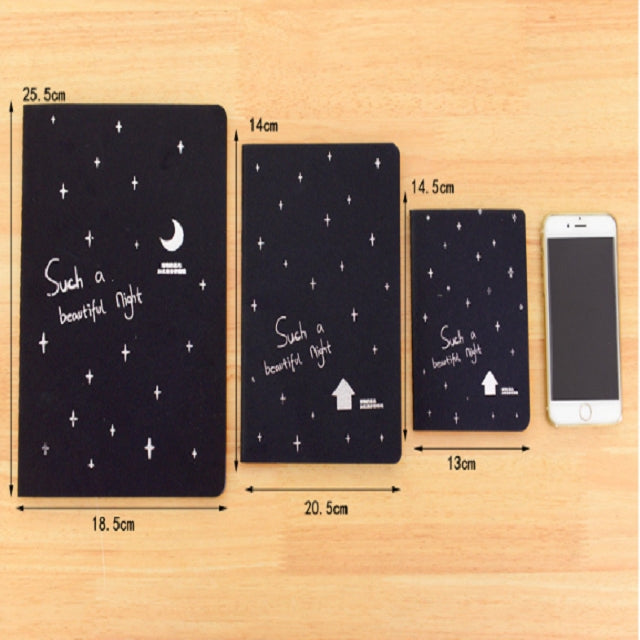 ELECTROPRIME 3 PCS Sketchbook Diary Drawing Painting Graffiti Soft Cover Black Paper Sketch Book Notebook Office School Supplies Gift, Size:L 16K