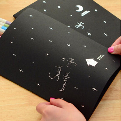 ELECTROPRIME 3 PCS Sketchbook Diary Drawing Painting Graffiti Soft Cover Black Paper Sketch Book Notebook Office School Supplies Gift, Size:L 16K