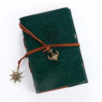 ELECTROPRIME P697 Creative Corsair Anchor Stationery Notepad Office Supplies School Cute Retro Spiral Notebook Diary Book(Green)