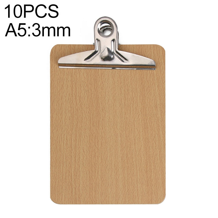 ELECTROPRIME 10 PCS Portable A4 / A5 Wooden Writing Clip Board File Hardboard with Batterfly Clip, Size:A5, Type:3mm thick