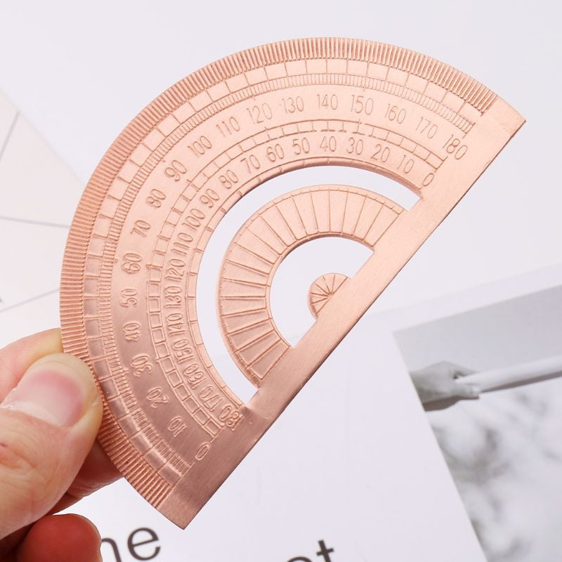 ELECTROPRIME Protractor Ruler Drawing Measurement Math Tool Students Stationery Metal Angle Ruler