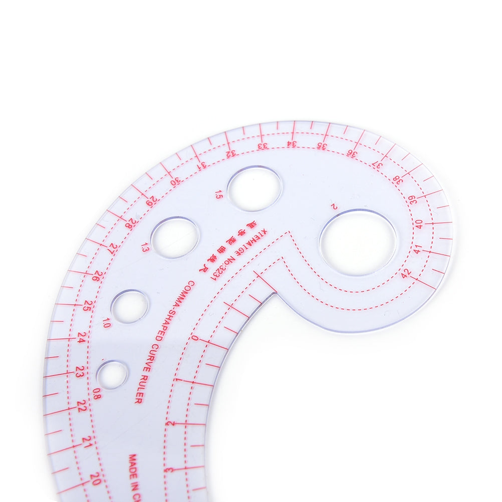 ELECTROPRIME 2 PCS Long Comma Shaped Plastic Transparent Curve Ruler(Transparent)