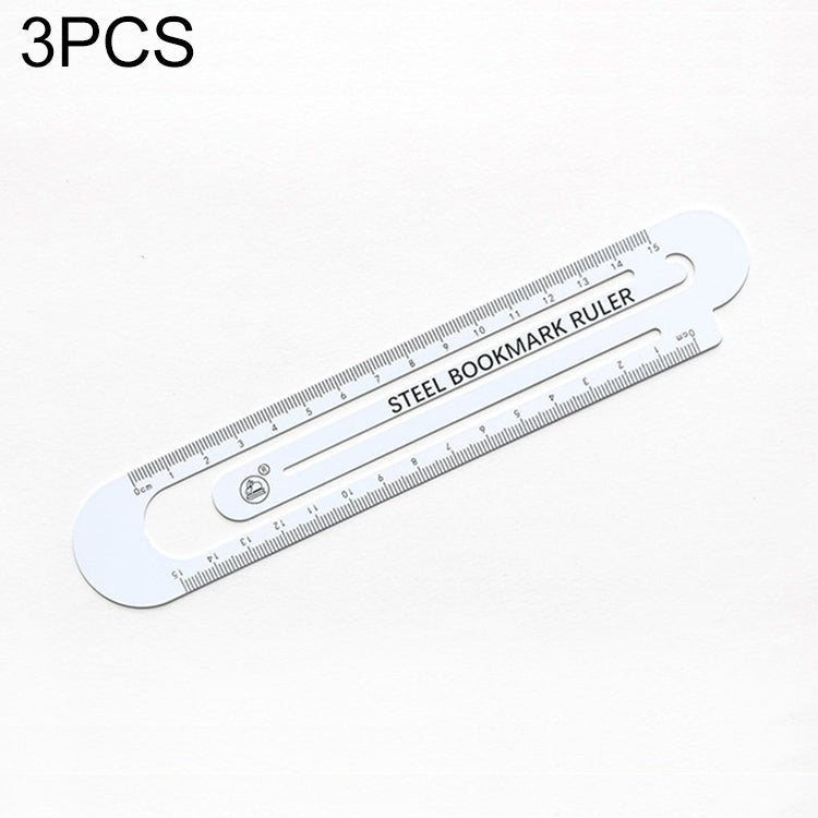 ELECTROPRIME 3 PCS Metal Steel Ruler Bookmark Drawing Supplies(15CM White)