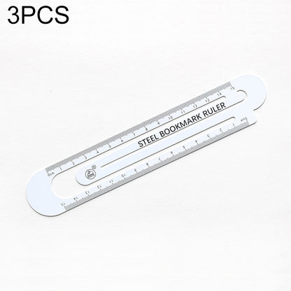 ELECTROPRIME 3 PCS Metal Steel Ruler Bookmark Drawing Supplies(15CM White)