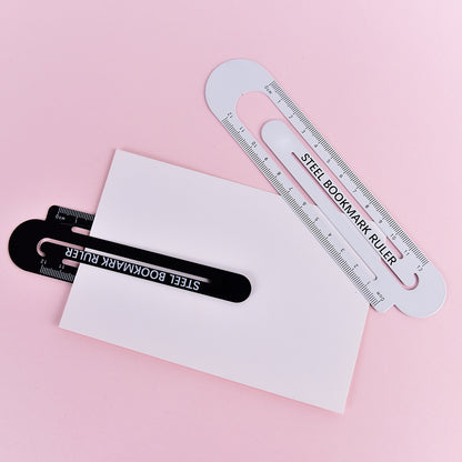 ELECTROPRIME 3 PCS Metal Steel Ruler Bookmark Drawing Supplies(15CM White)